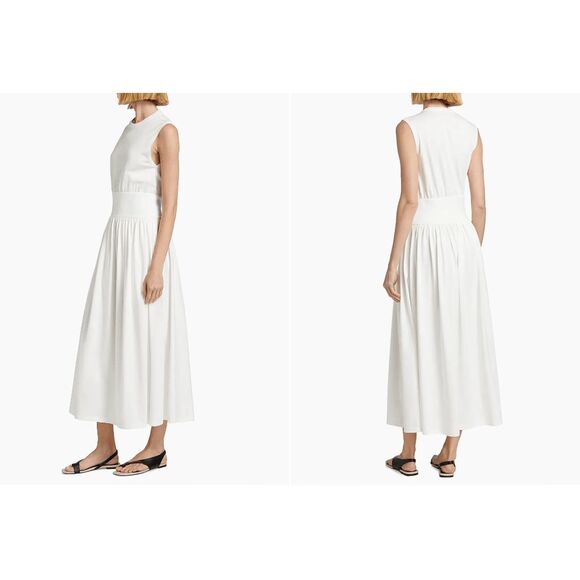 NWT Toteme Sleeveless Cotton Jersey Crew Neck Midi Tee Dress Off White M $290 - Picture 2 of 10